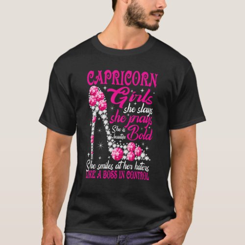 Capricorn Girl Like a Boss in Control diamond shoe T_Shirt