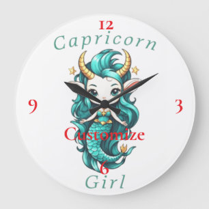 Capricorn Girl Mermaid Thunder_Cove Large Clock