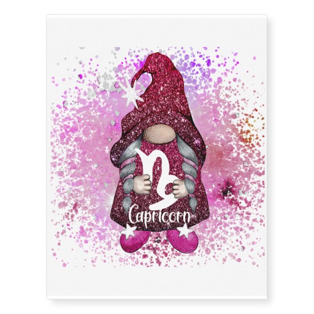 Capricorn Gnome Temporary Tattoos (Front)