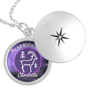 Capricorn Goat Birth Sign Cute Zodiac Personalized Locket Necklace