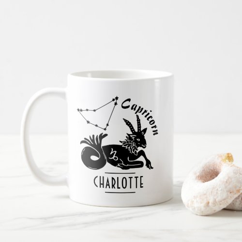 Capricorn Goat Constellation Custom Name Birthday Coffee Mug