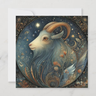 Capricorn Goat Zodiac Astrology Celestial Birthday Card