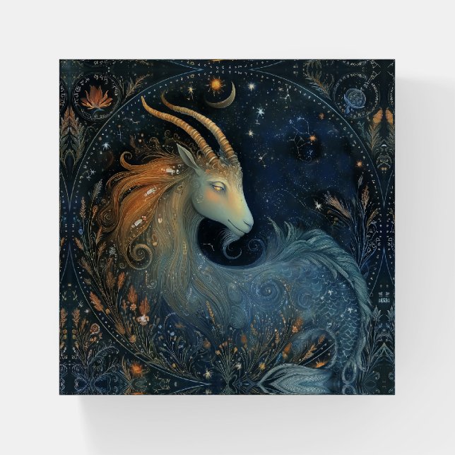 Capricorn Goat Zodiac Astrology Mystical Birthday Paperweight (Front)