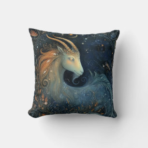 Capricorn Goat Zodiac Astrology Mystical Birthday Throw Pillow