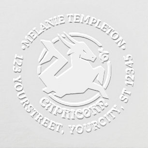 Capricorn Goat Zodiac Sign Round Name Address Embosser