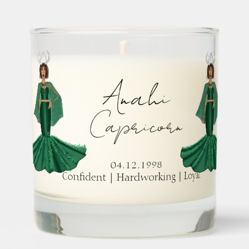 Capricorn Goddess Personalized Name and Birth Date Scented Candle