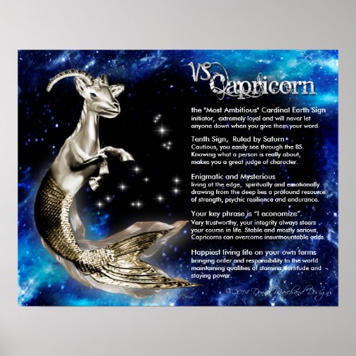 Capricorn Gold Characteristics Poster | Zazzle