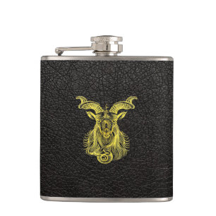 Capricorn Gold on Leather Flask