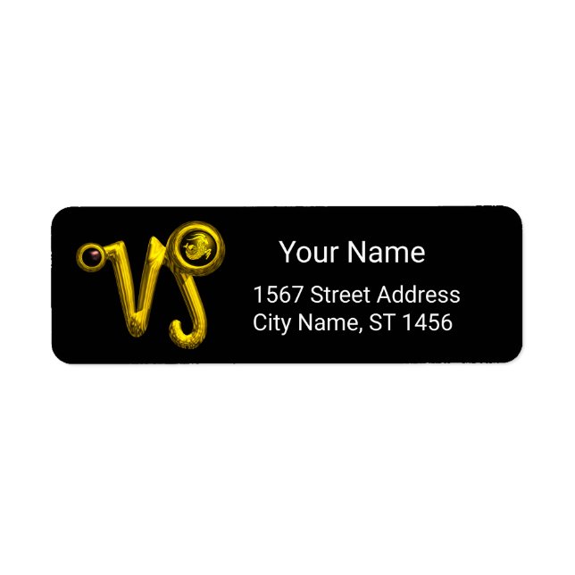 CAPRICORN GOLD ZODIAC BIRTHDAY JEWEL Black Onyx Label (Front)