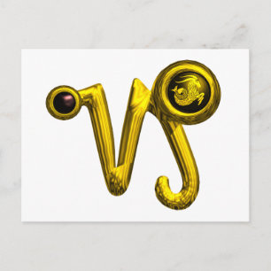CAPRICORN GOLD ZODIAC BIRTHDAY JEWEL,Black Onyx Postcard