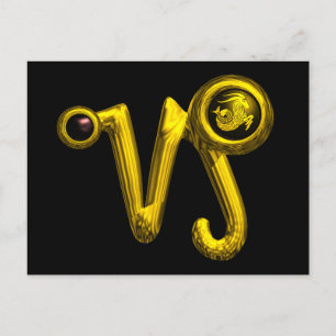 CAPRICORN GOLD ZODIAC BIRTHDAY JEWEL,Black Onyx Postcard