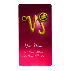 CAPRICORN GOLD ZODIAC JEWEL Black Onyx ,Red Ruby Label