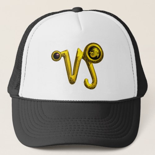 CAPRICORN GOLD ZODIAC SIGN JEWEL TRUCKER HAT