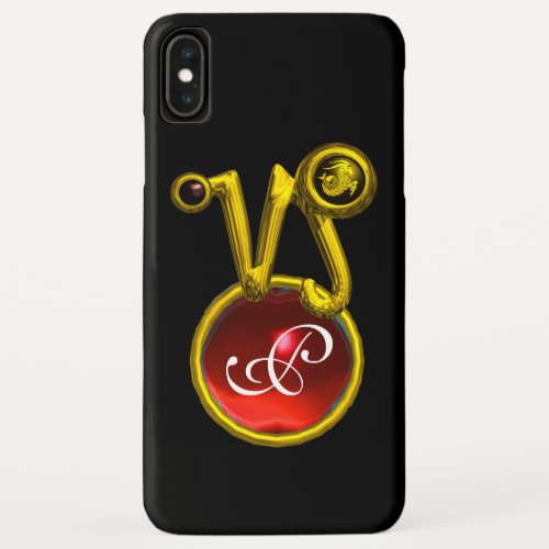 CAPRICORN GOLD ZODIAC SIGN RED RUBY MONOGRAM iPhone XS MAX CASE