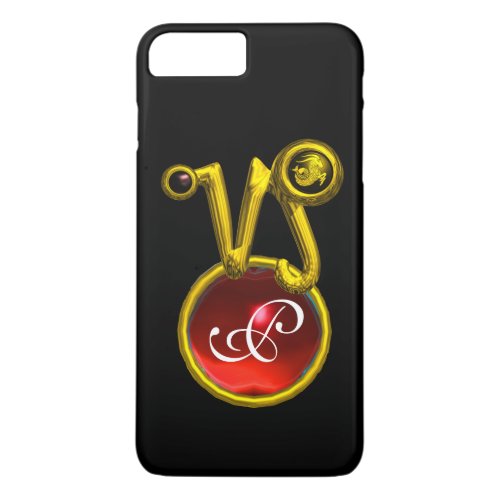 CAPRICORN GOLD ZODIAC SIGN RED RUBY MONOGRAM iPhone 8 PLUS7 PLUS CASE