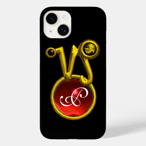 CAPRICORN GOLD ZODIAC SIGN RED RUBY MONOGRAM Case_Mate iPhone 14 CASE