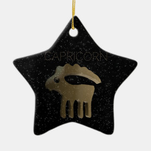 Capricorn golden sign ceramic ornament