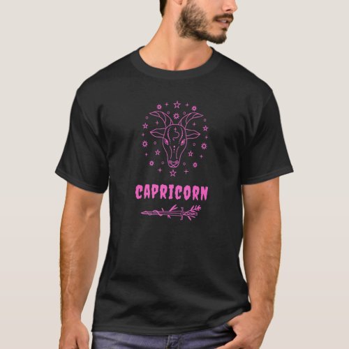 Capricorn Goth Zodiac Sign Gothic Pink and Black A T_Shirt