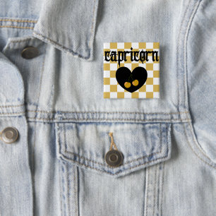Capricorn Gothic Aesthetic Checkered Cherries Art Button