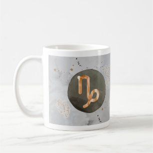 Capricorn Gray Watercolour Astrology Zodiac Sign Coffee Mug