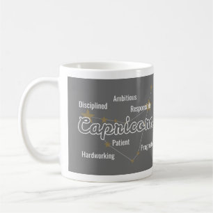 Capricorn Gray Watercolour Astrology Zodiac Sign Coffee Mug
