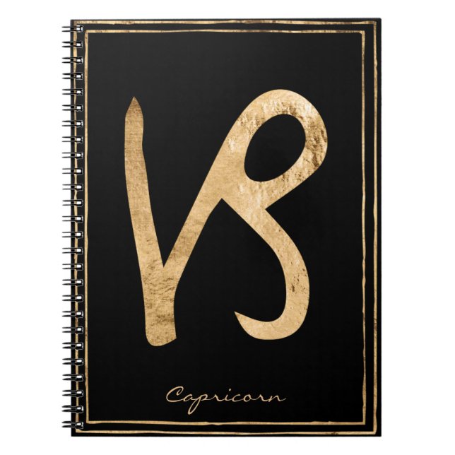 Capricorn hammered gold stylized astrology notebook (Front)