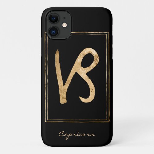 Capricorn hammered gold zodiac astrology birthday iPhone 11 case