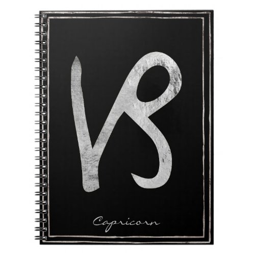 Capricorn hammered silver stylized astrology notebook