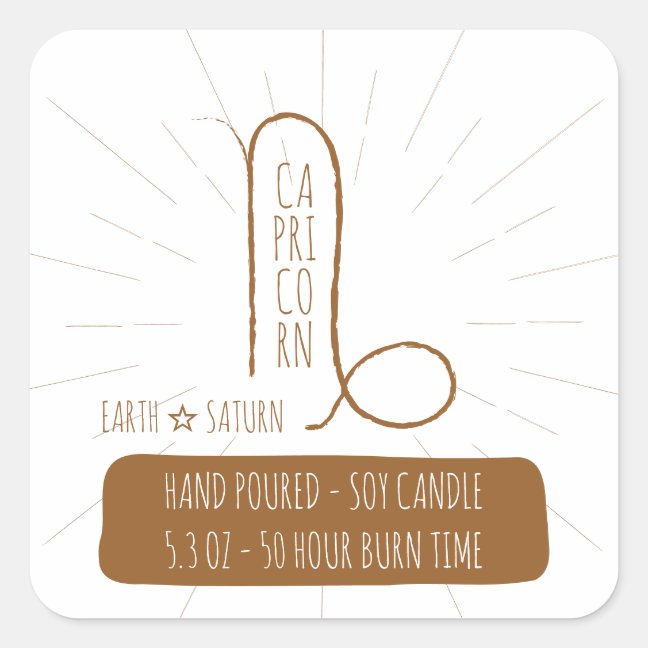Capricorn Hand Poured Horoscope Soy Candle Label