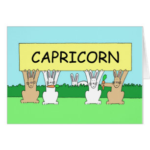Capricorn Happy Birthday Cartoon Bunnies. Cards