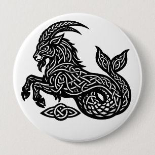 Capricorn — Haunted Ink Zodiac Goat‑Fish Button