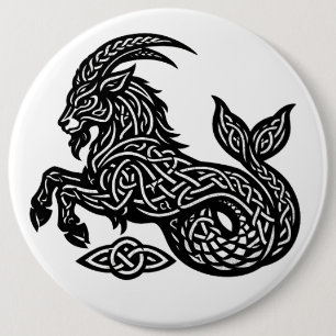 Capricorn — Haunted Ink Zodiac Goat‑Fish Button