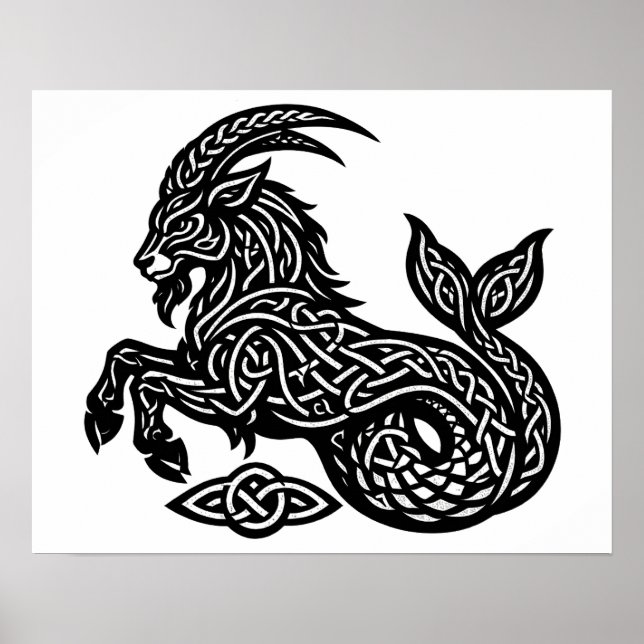 Capricorn — Haunted Ink Zodiac Goat‑Fish Poster (Front)