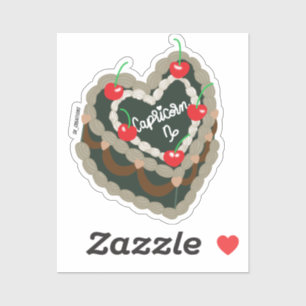Capricorn Heart Cake  Sticker
