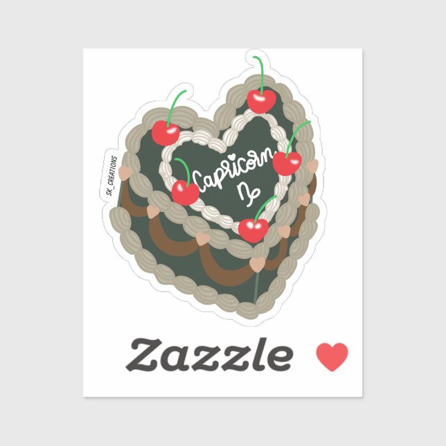 Capricorn Heart Cake  Sticker (Sheet)