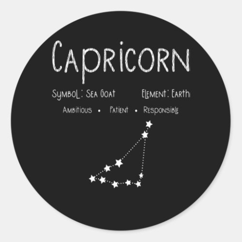 Capricorn Horoscope Astrology Star Sign Birthday Classic Round Sticker