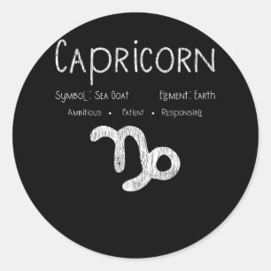Capricorn Horoscope Astrology Star Sign Birthday Classic Round Sticker