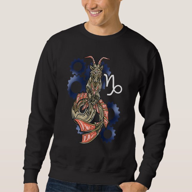 Capricorn Horoscope Inspired Capricorn Symbol Rela Sweatshirt (Front)