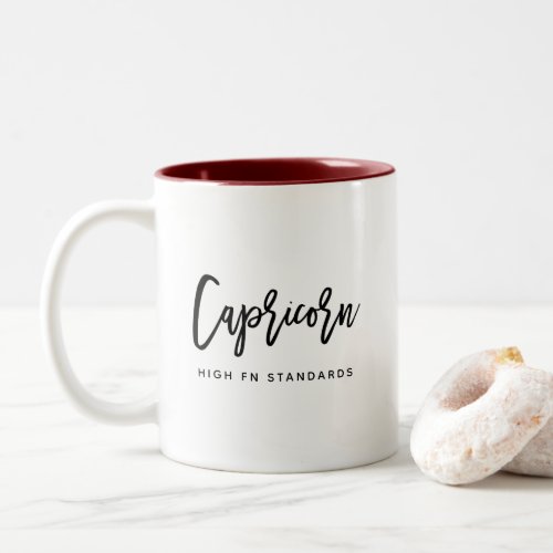 Capricorn Horoscope Modern Birthday Script Zodiac Two_Tone Coffee Mug