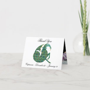 Capricorn Impressionist Painting Style & Gold Letterpress Thank You Card