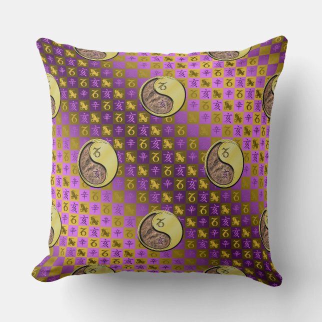 Capricorn & Metal Boar Throw Pillow (Front)