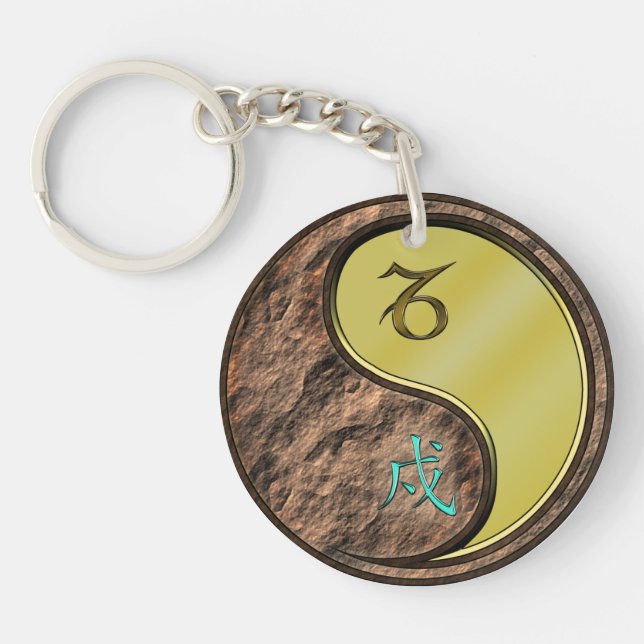 Capricorn & Metal Dog Keychain (Front)