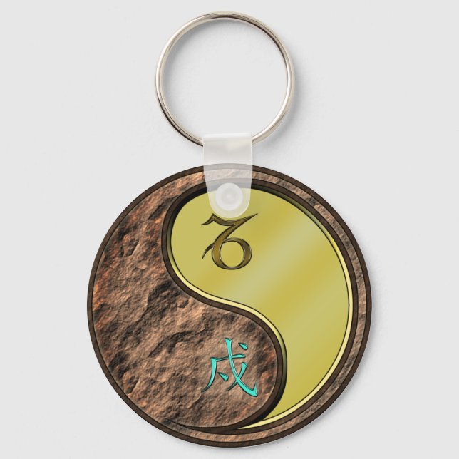 Capricorn & Metal Dog Keychain (Front)