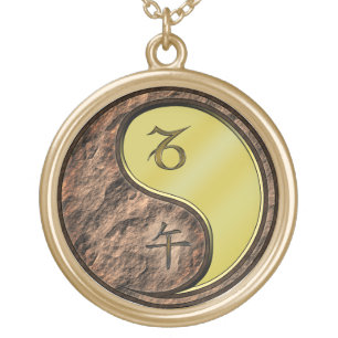 Capricorn & Metal Horse Gold Plated Necklace