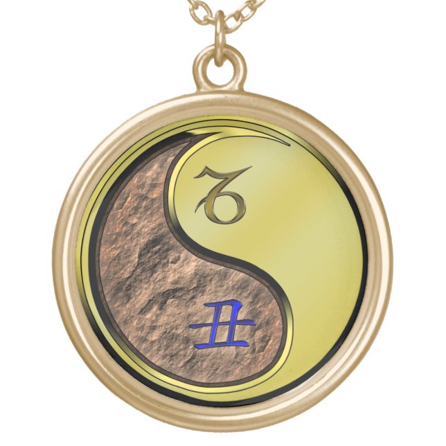 Capricorn & Metal Ox Gold Plated Necklace (Front)