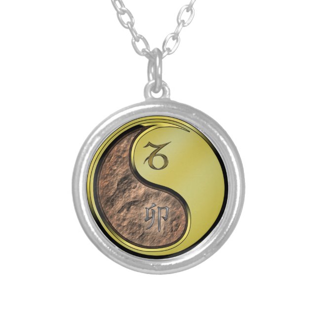Capricorn & Metal Rabbit Silver Plated Necklace (Front)