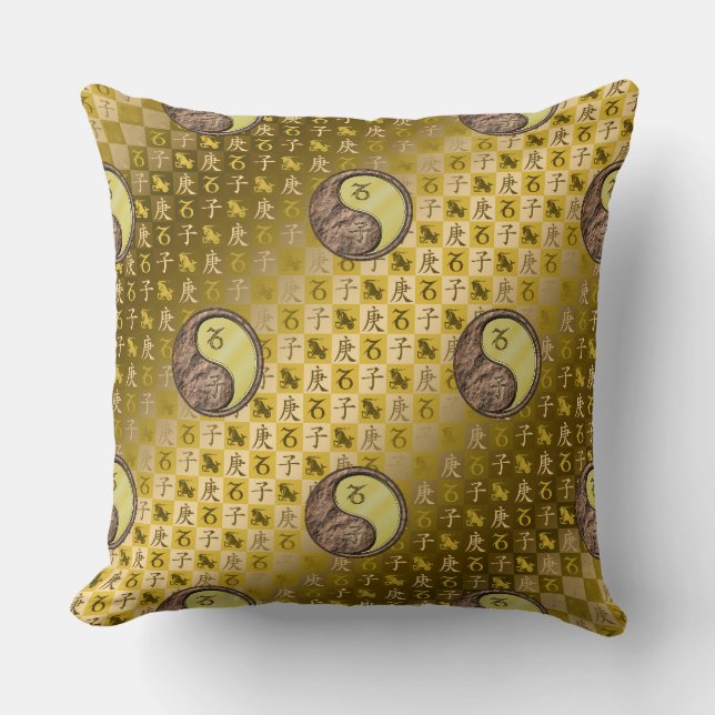 Capricorn & Metal Rat Throw Pillow (Front)