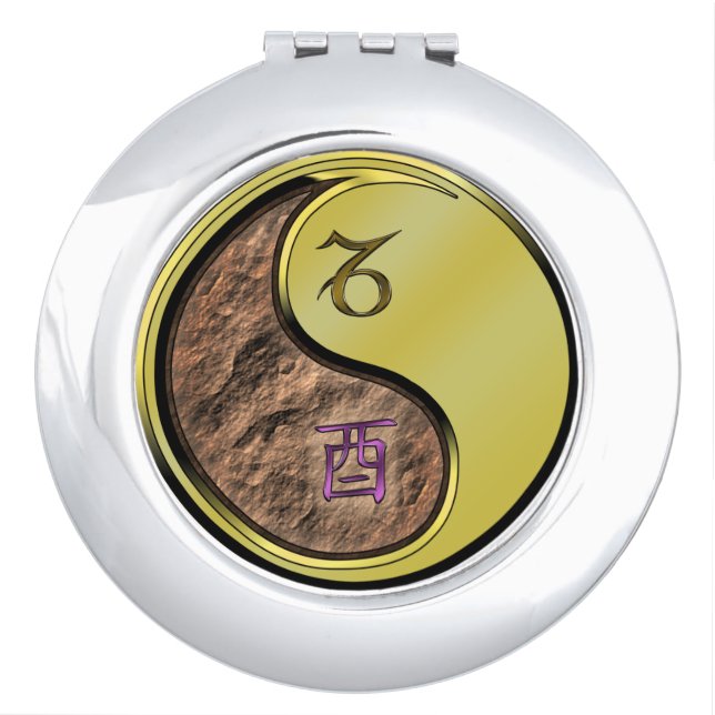 Capricorn & Metal Rooster Compact Mirror (Front)