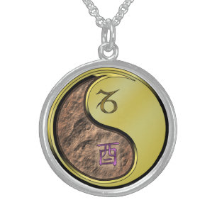 Capricorn & Metal Rooster Sterling Silver Necklace