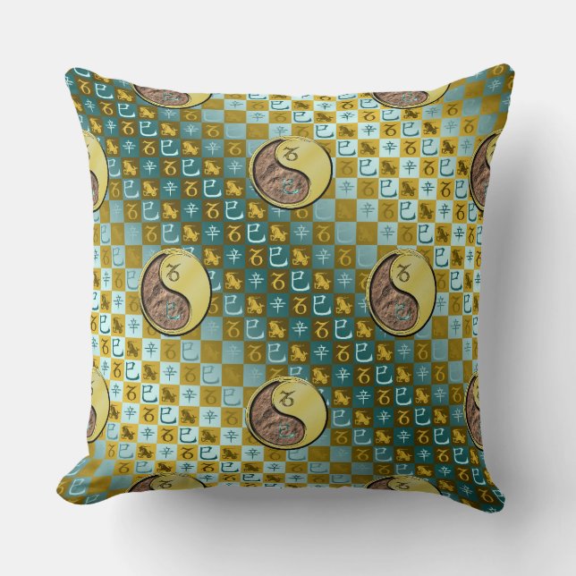 Capricorn & Metal Snake Throw Pillow (Front)